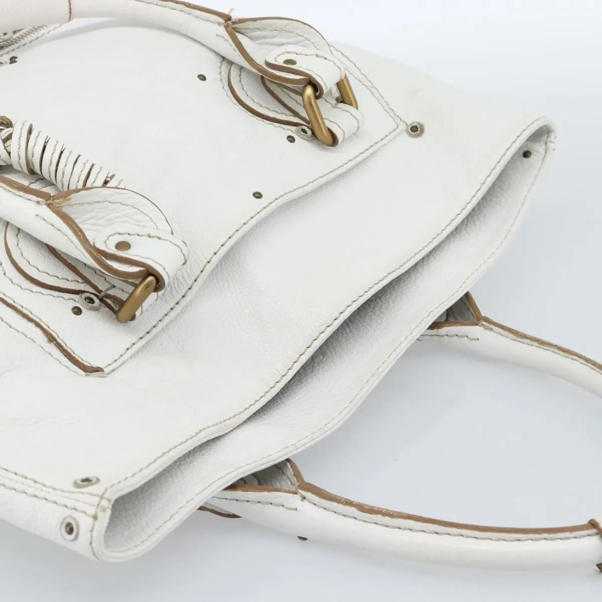 Chloe Paddington Lock Tote Leather, White_gold, Leather, Tote Bag