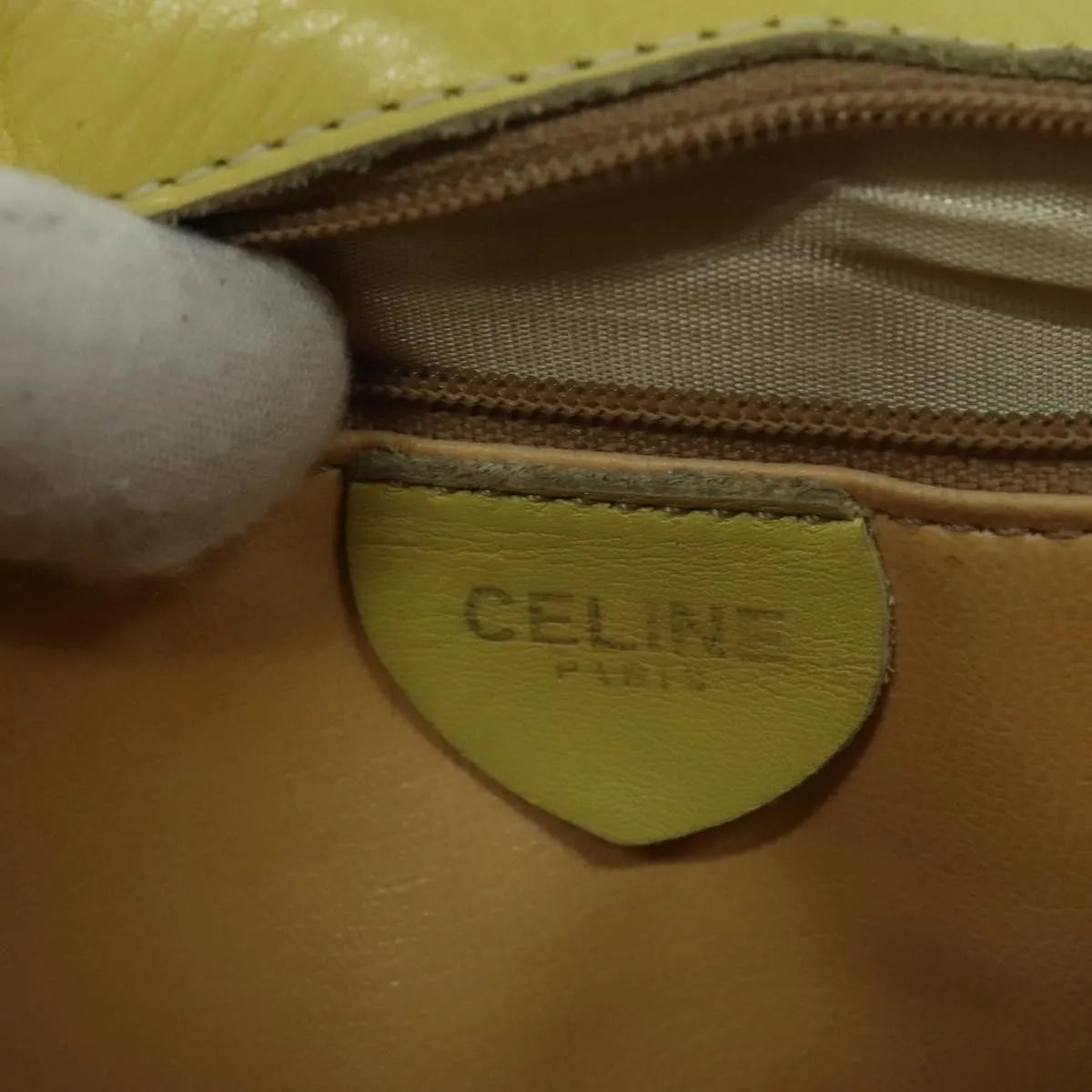 Celine Vintage Leather, Yellow, Leather, Shoulder Bag