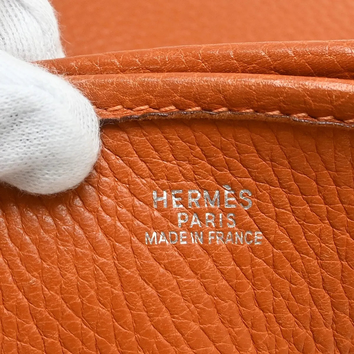 Hermes Evelyne Bag Gen I Clemence, Orange, Leather, Handbag