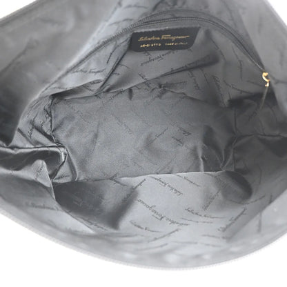 Salvatore Ferragamo Gancini Zip Canvas, Black, Canvas, Shoulder Bag