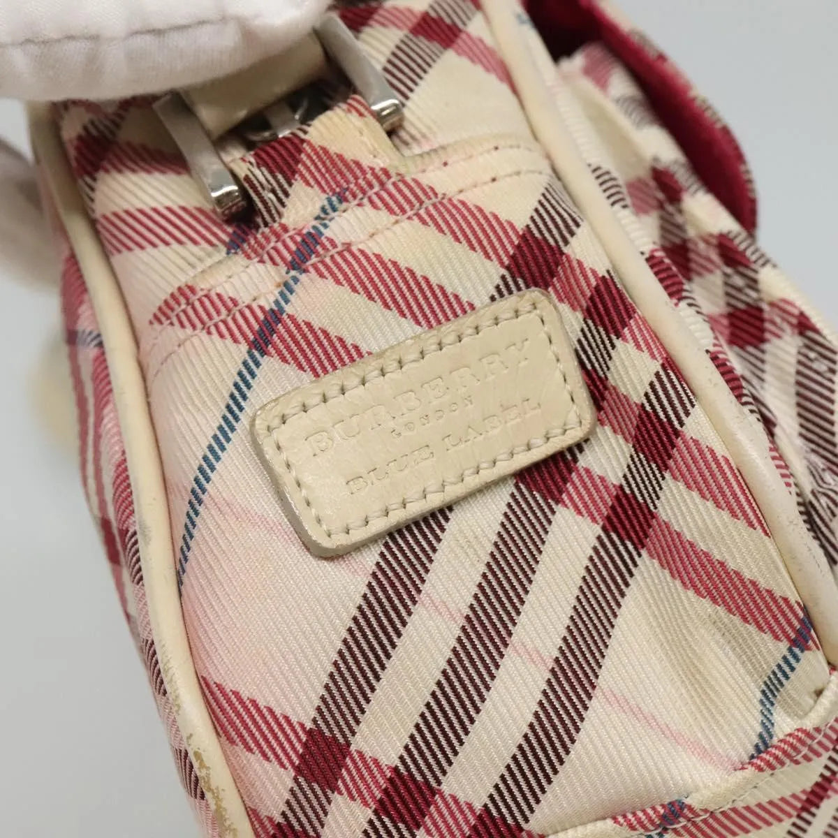 Burberry Nova Check Blue Label Nylon, White, Nylon, Shoulder Bag