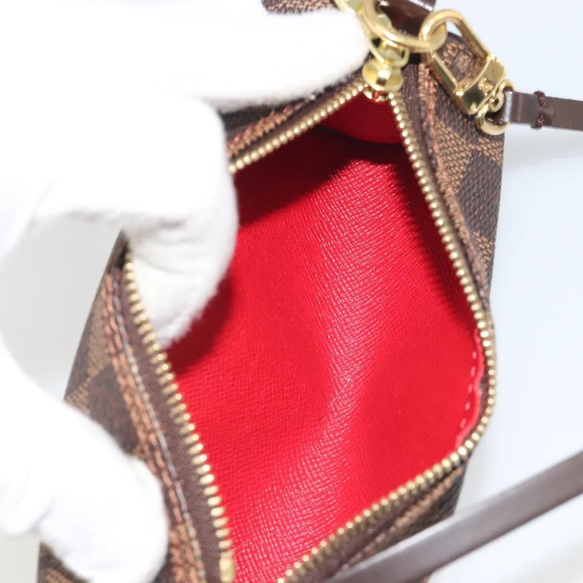 Louis Vuitton Papillon Pochette Damier Ebene, Brown, Canvas, Clutch