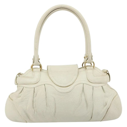 Salvatore Ferragamo Gancini Leather, White, Leather, Handbag