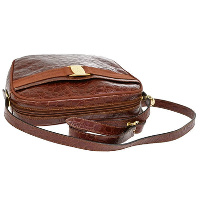 Salvatore Ferragamo Vala Leather, Brown, Leather, Shoulder Bag