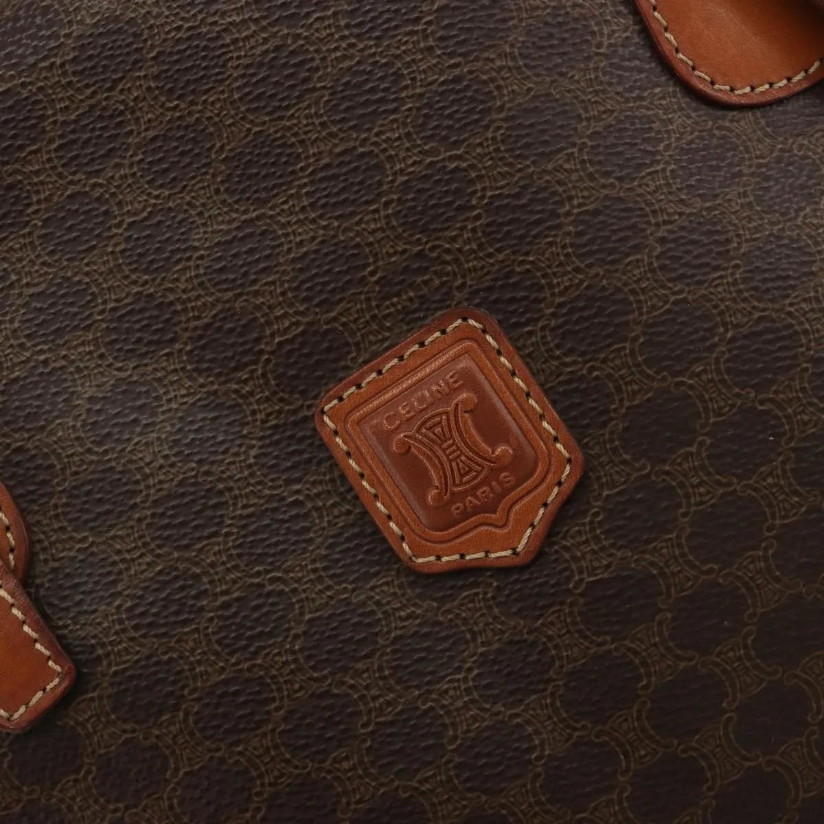 Celine Vintage Macadam Canvas and Leather, Brown, PVC, Handbag