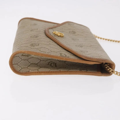 Christian Dior Vintage Honeycomb chain Canvas, Beige, Canvas, Shoulder Bag
