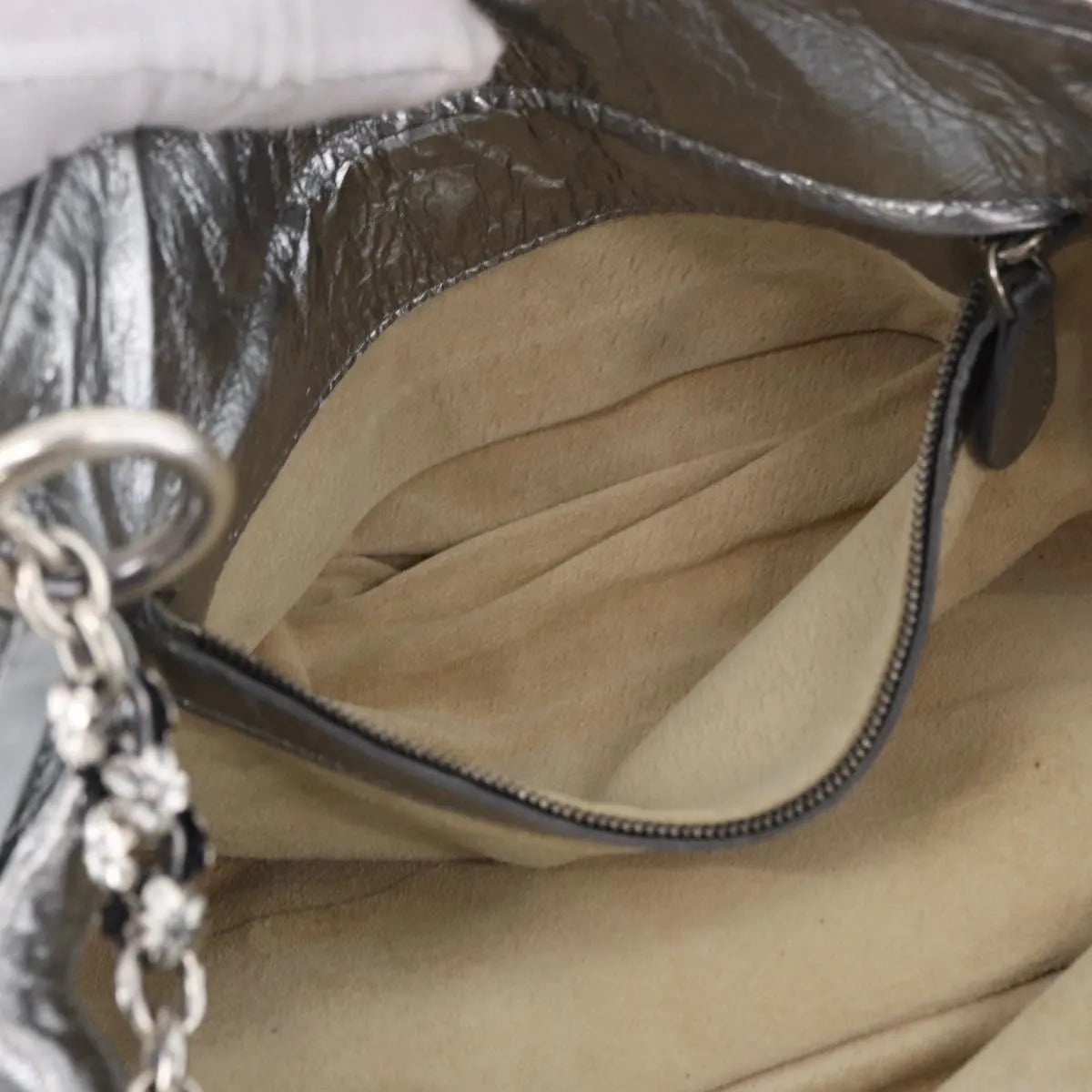Bottega Veneta Intrecciato Shoulder Leather, Silver, Leather, Shoulder Bag