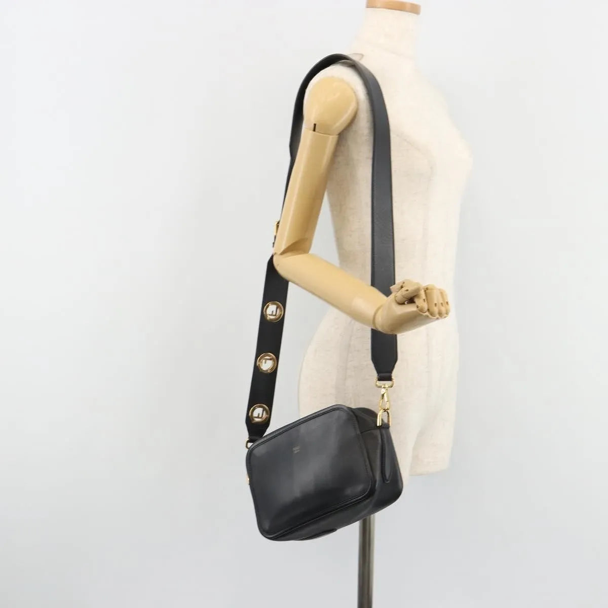Fendi F is Fendi Camera Leather, Navy, Leather, Shoulder Bag