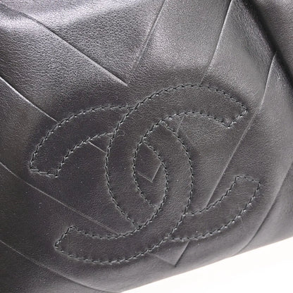 Chanel All Day Long Bowler Chevron Leather, Black, Leather, Tote Bag