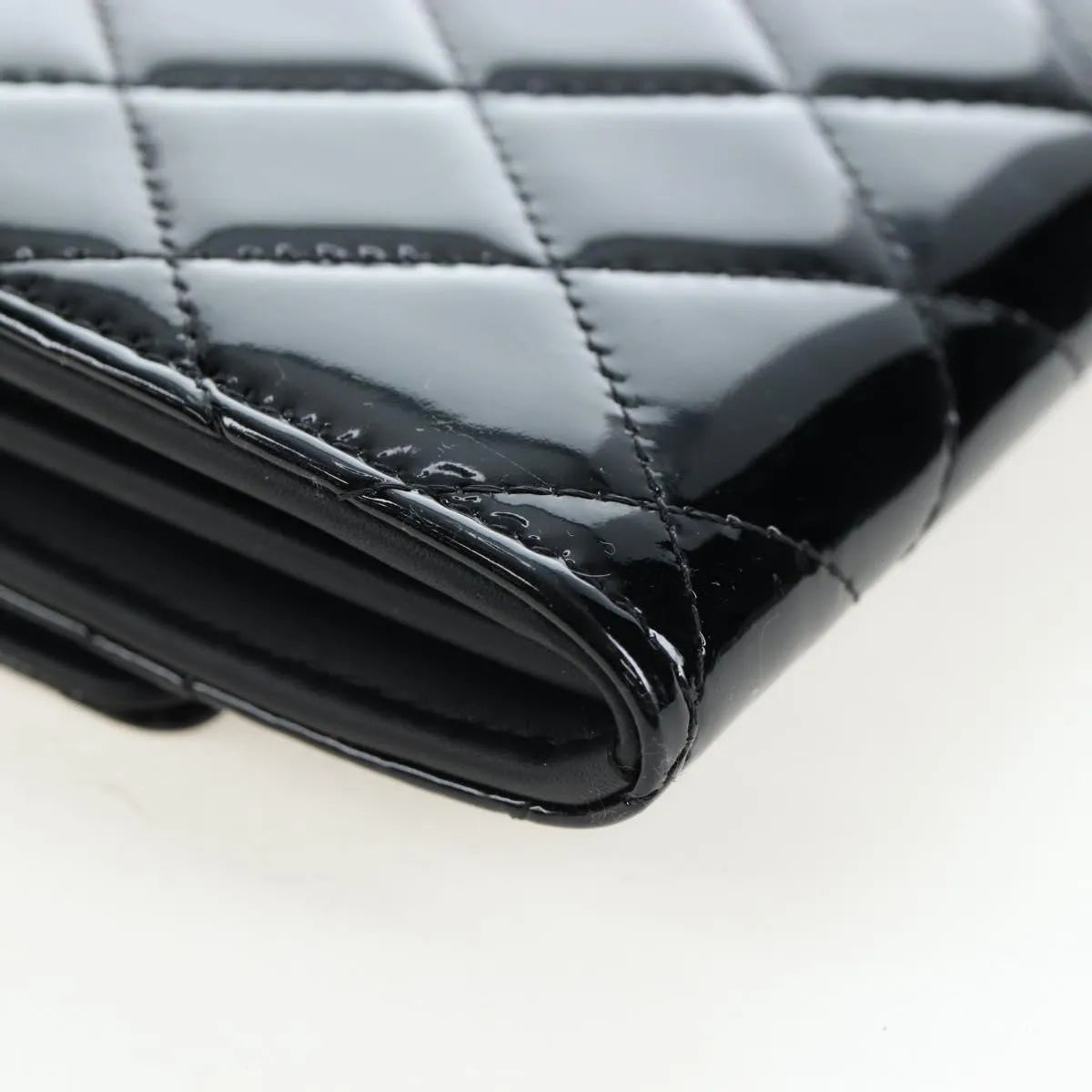 Chanel CC French Flap Quilted Patent Leather, Black, Patent Leather, Wallet