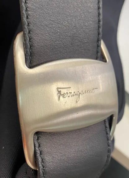 Salvatore Ferragamo Vara Nylon, Black, Nylon, Shoulder Bag