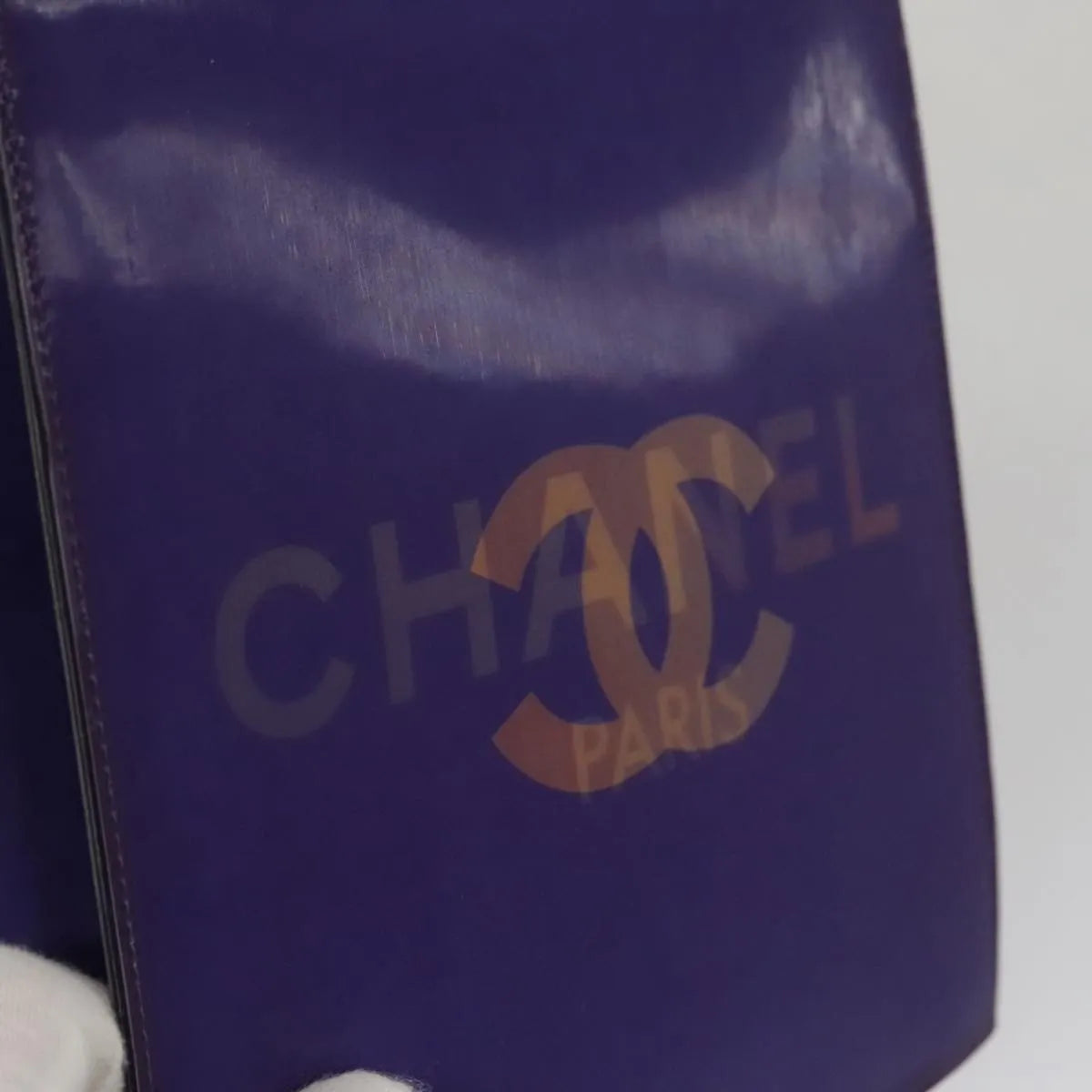 Chanel Vintage Holographic Chain Tote Vinyl, Purple, Plastic, Tote Bag