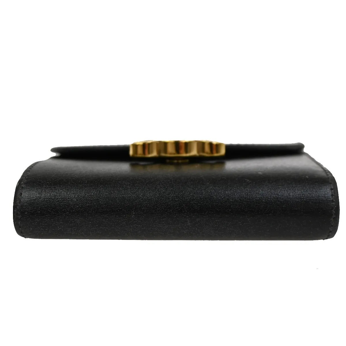 Celine Triomphe Trifold Leather, Black, Leather, Wallet