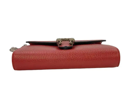 Gucci Dionysus chain Leather, Red, Leather, Wallet