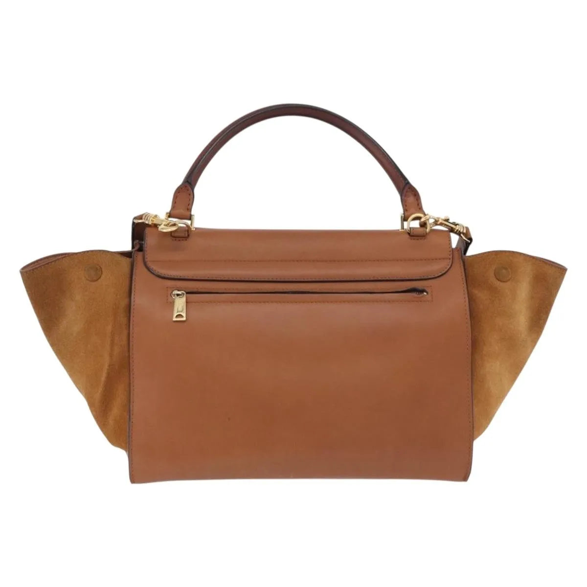 Celine Trapeze Leather, Brown, Leather, Handbag