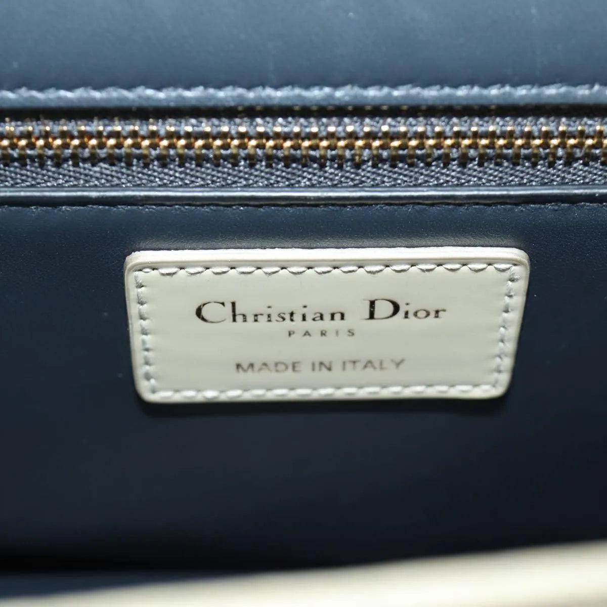 Christian Dior 30 Montaigne Chain Flap Micro Cannage Metallic Calfskin, Beige, Patent Leather, Shoulder Bag