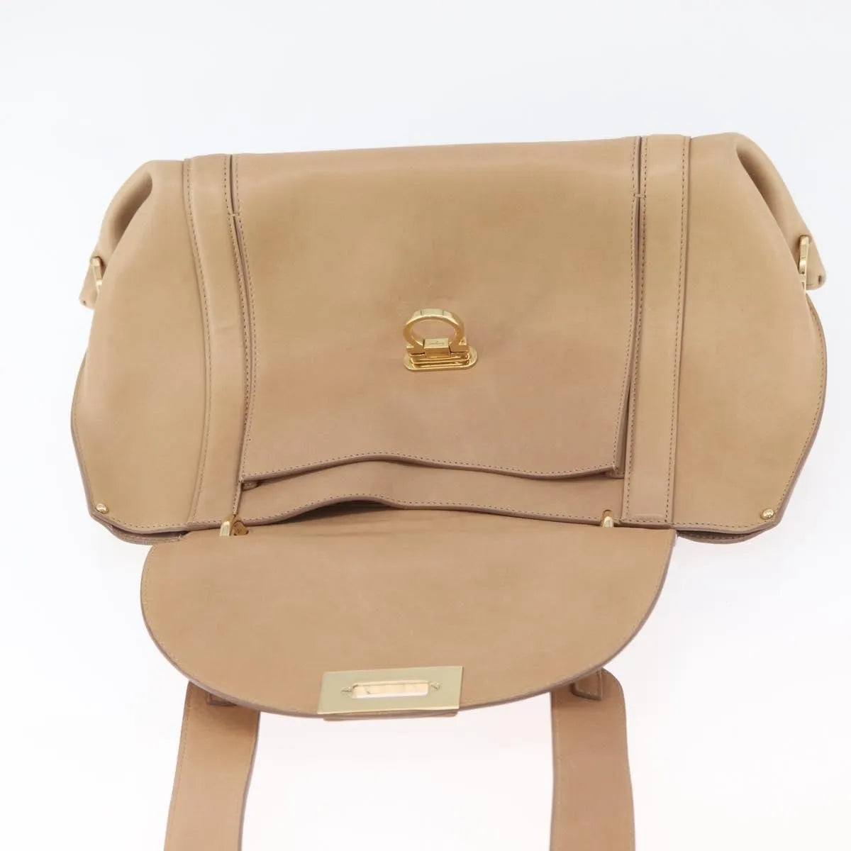 Salvatore Ferragamo Suzanna Satchel Smooth Leather, Beige, Leather, Handbag