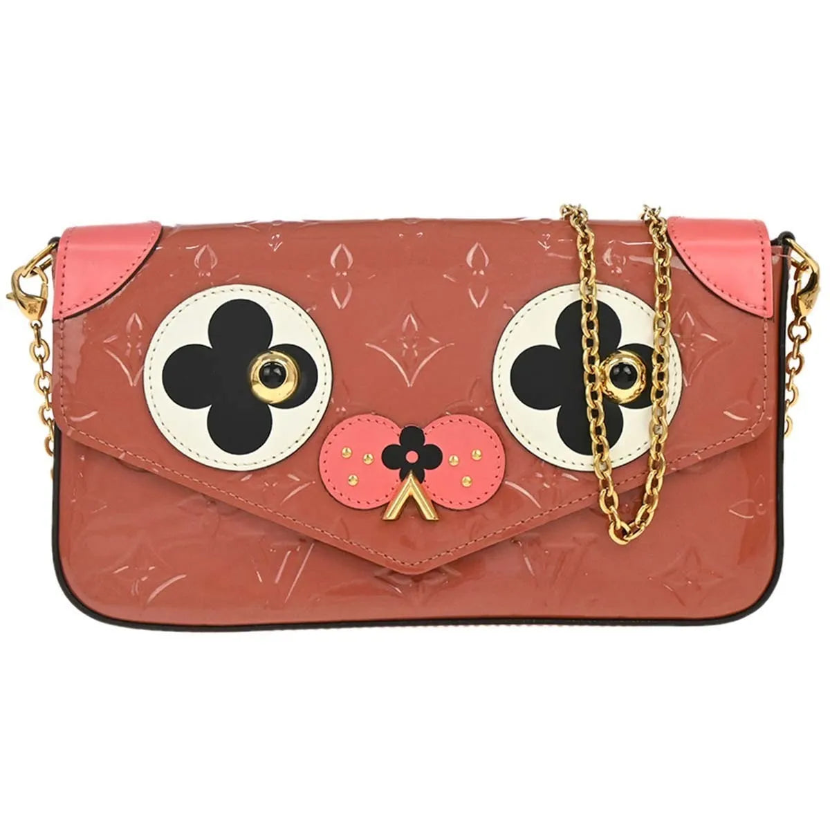 Louis Vuitton Felicie Pochette Limited Edition Valentine Dog Monogram Vernis, Pink, Patent Leather, Handbag