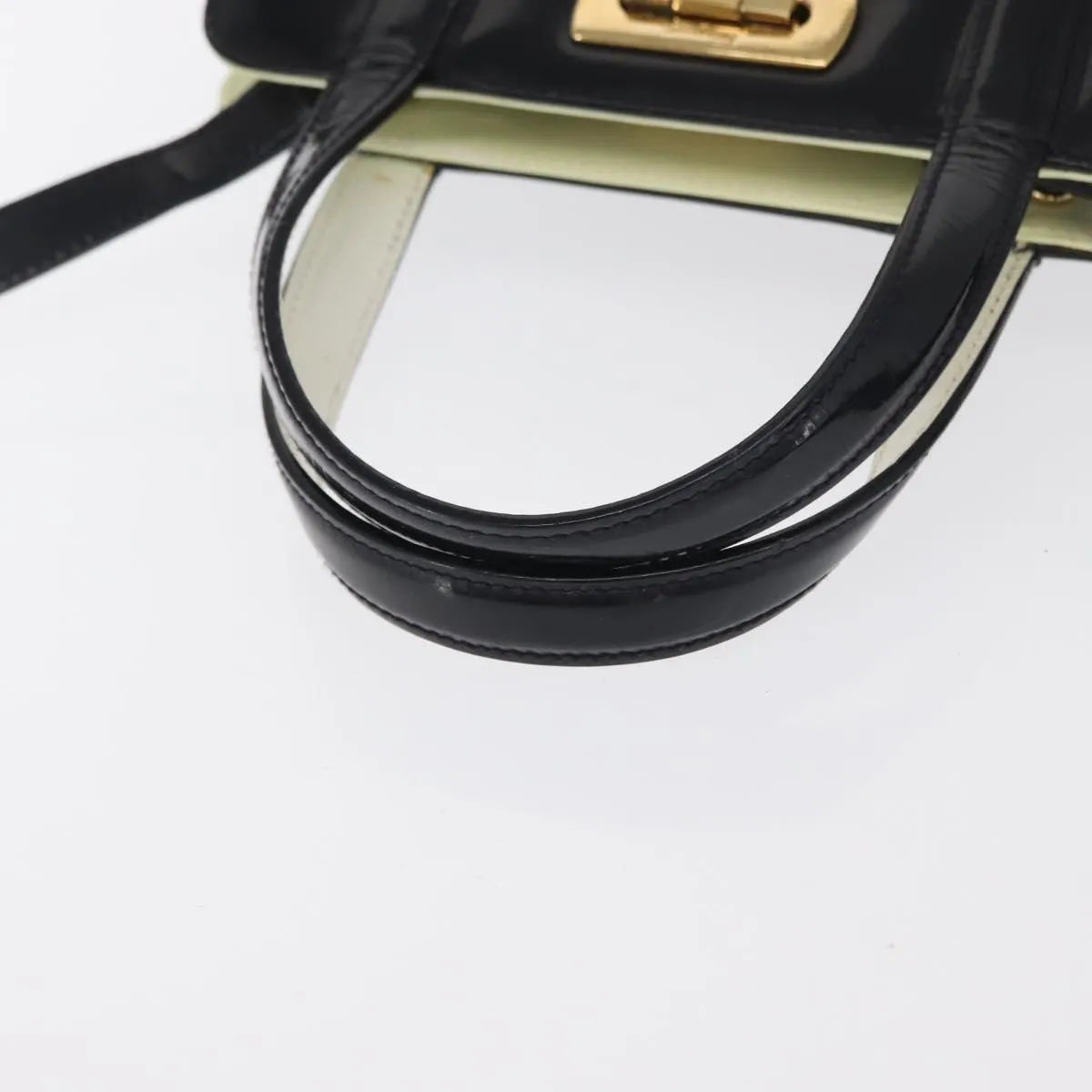 Salvatore Ferragamo Gancini Patent Leather, Black, Patent Leather, Handbag