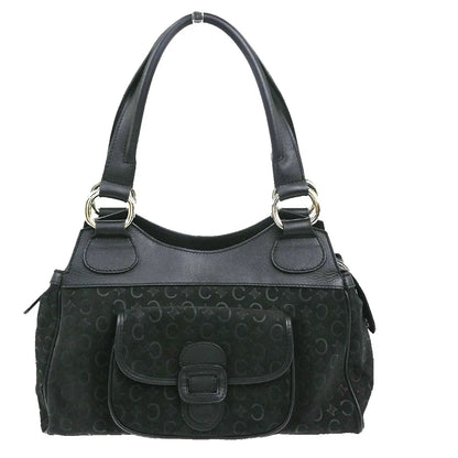 Celine C Macadam Suede, Black, Suede, Shoulder Bag