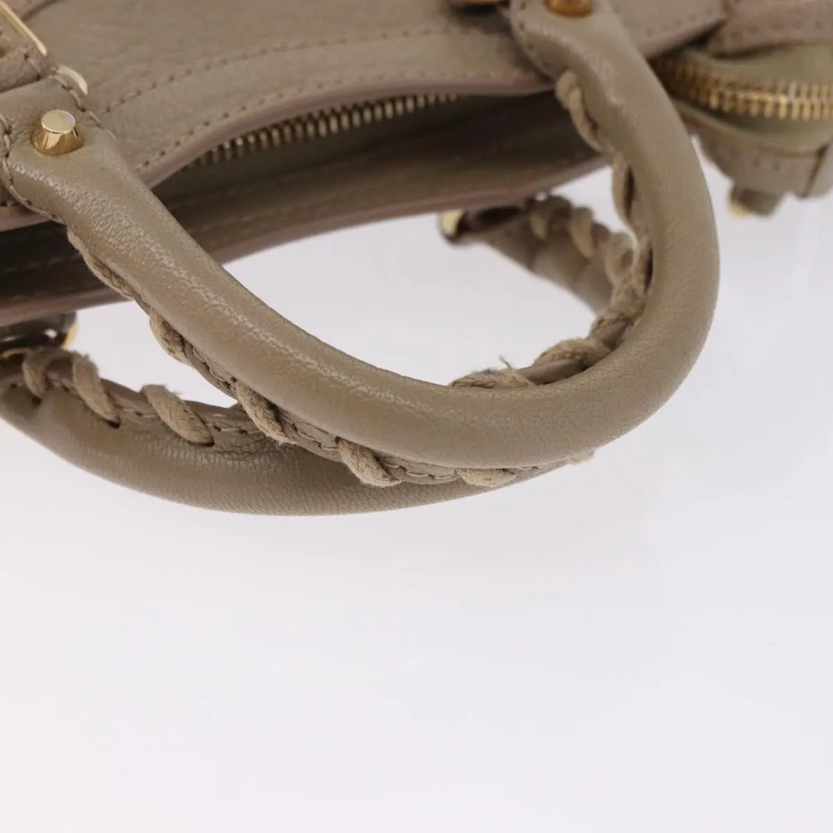 Balenciaga City Classic Studs Leather, Beige, Leather, Handbag