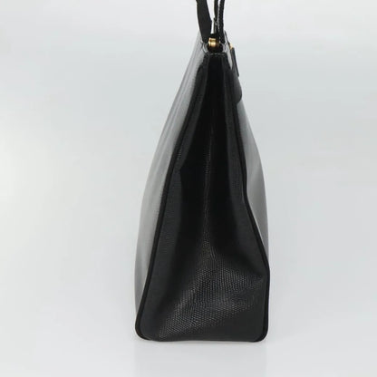 Salvatore Ferragamo Vintage Vara Bow Tote Lizard Embossed Leather, Black, Leather, Tote Bag