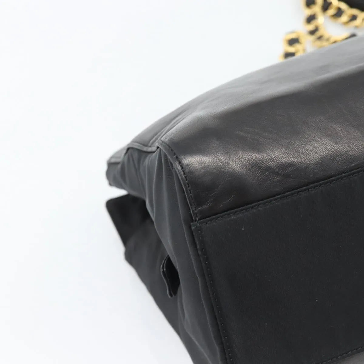 Prada Vintage Nappa Chain Tote Leather, Black, Leather, Shoulder Bag
