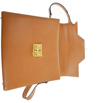 Gucci Vintage Lady Lock Top Handle Leather, Brown, Leather, Shoulder Bag