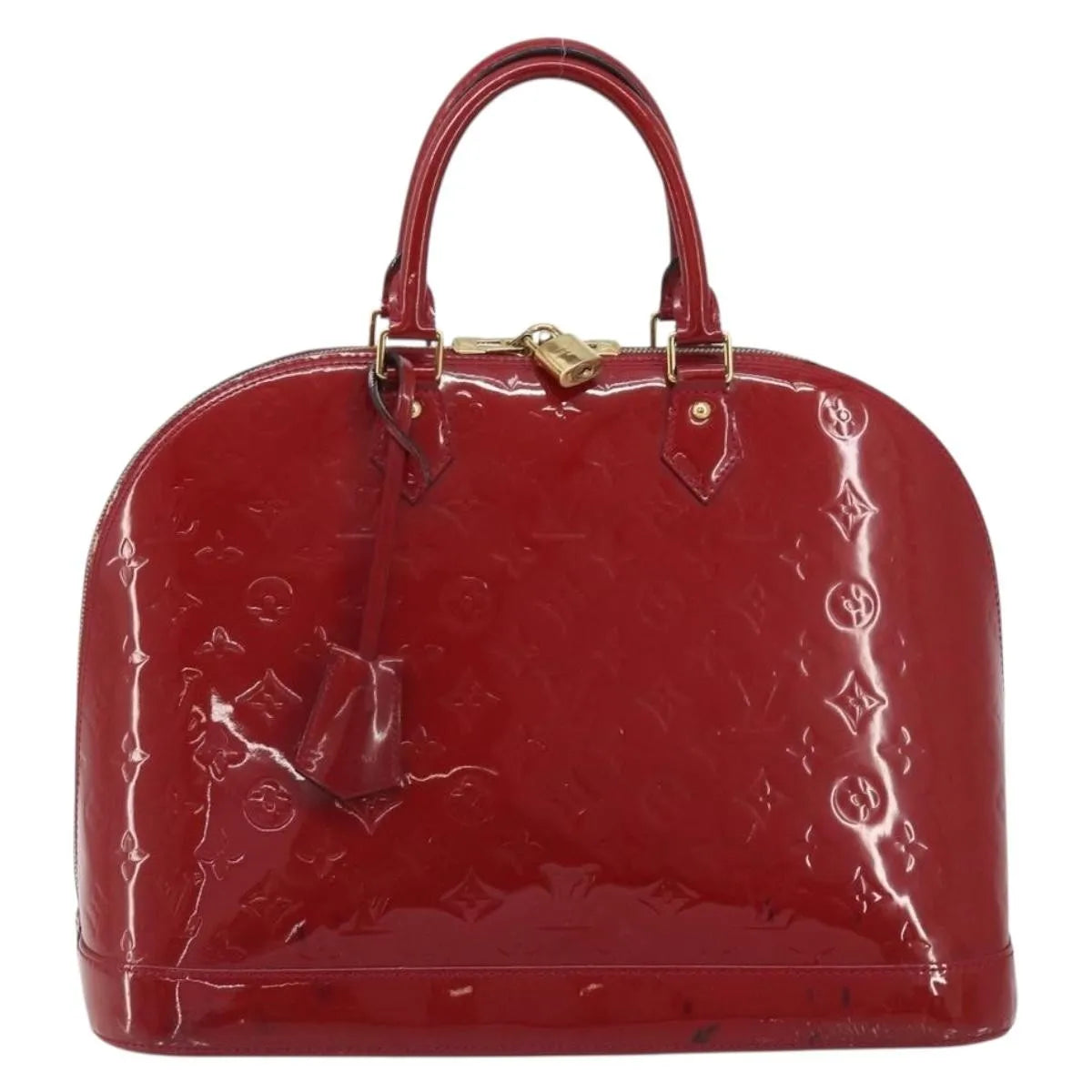 Louis Vuitton Alma Monogram Vernis, Red, Patent Leather, Handbag