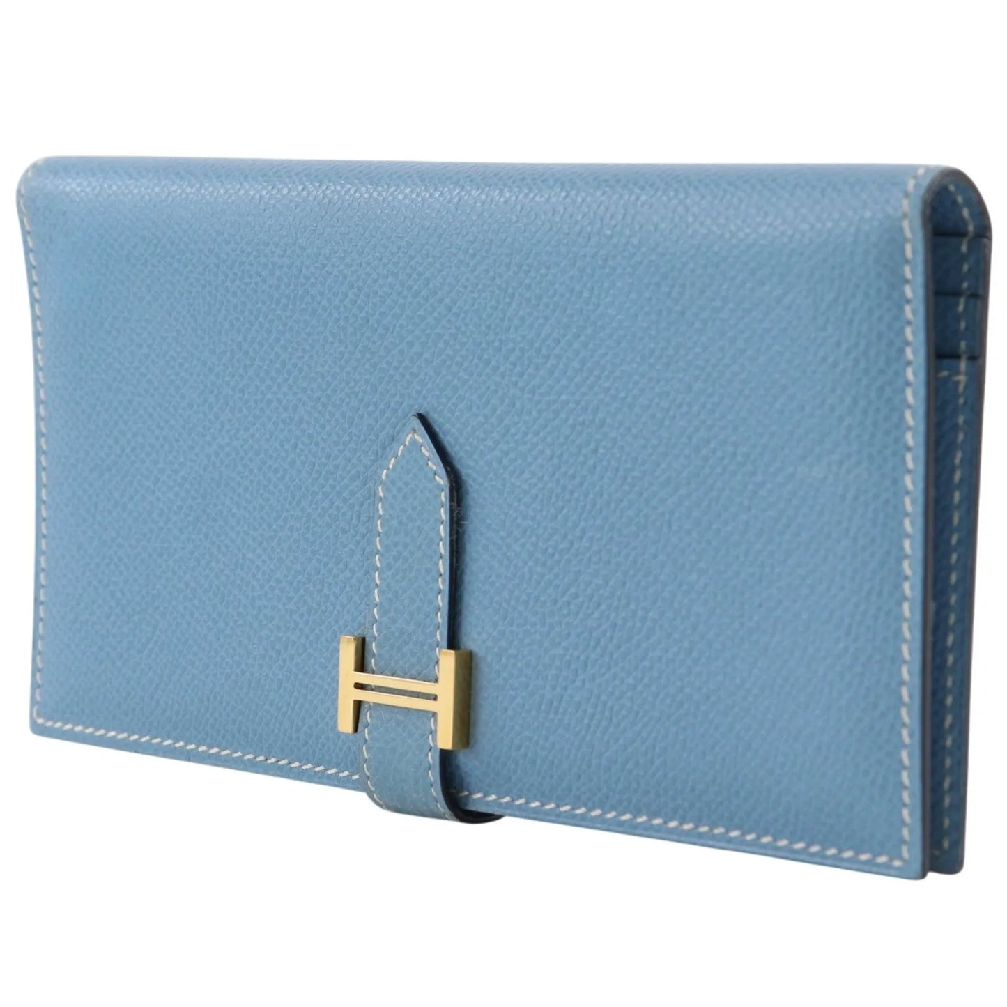 Hermes Bearn Epsom, Blue, Leather, Wallet