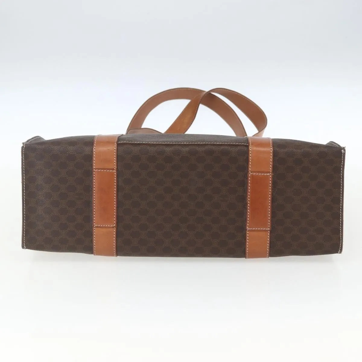 Celine Vintage Macadam Shopper Tote Canvas and Leather, Brown, Canvas, Tote Bag