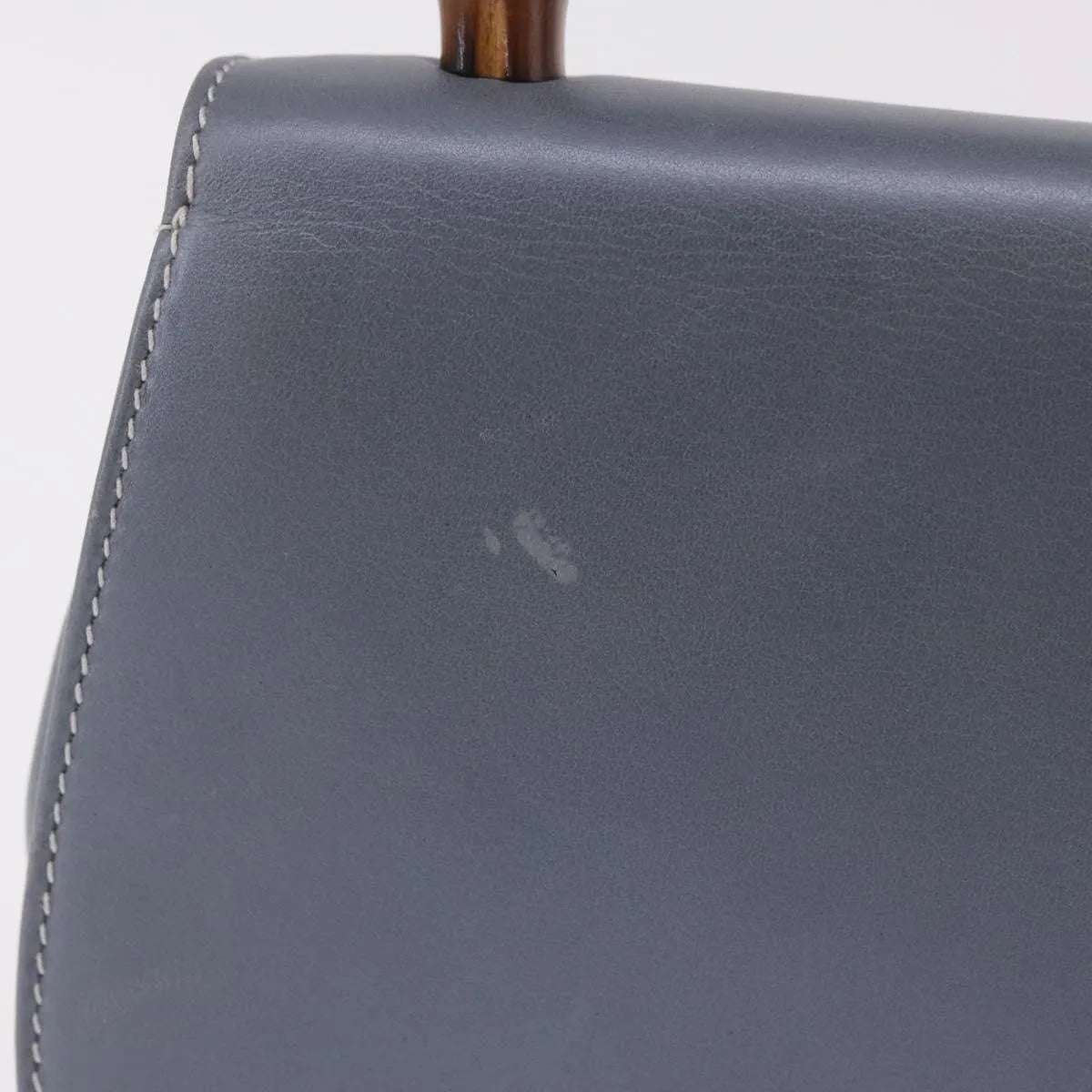 Gucci Vintage Convertible Bamboo Top Handle Leather, Blue, Leather, Handbag