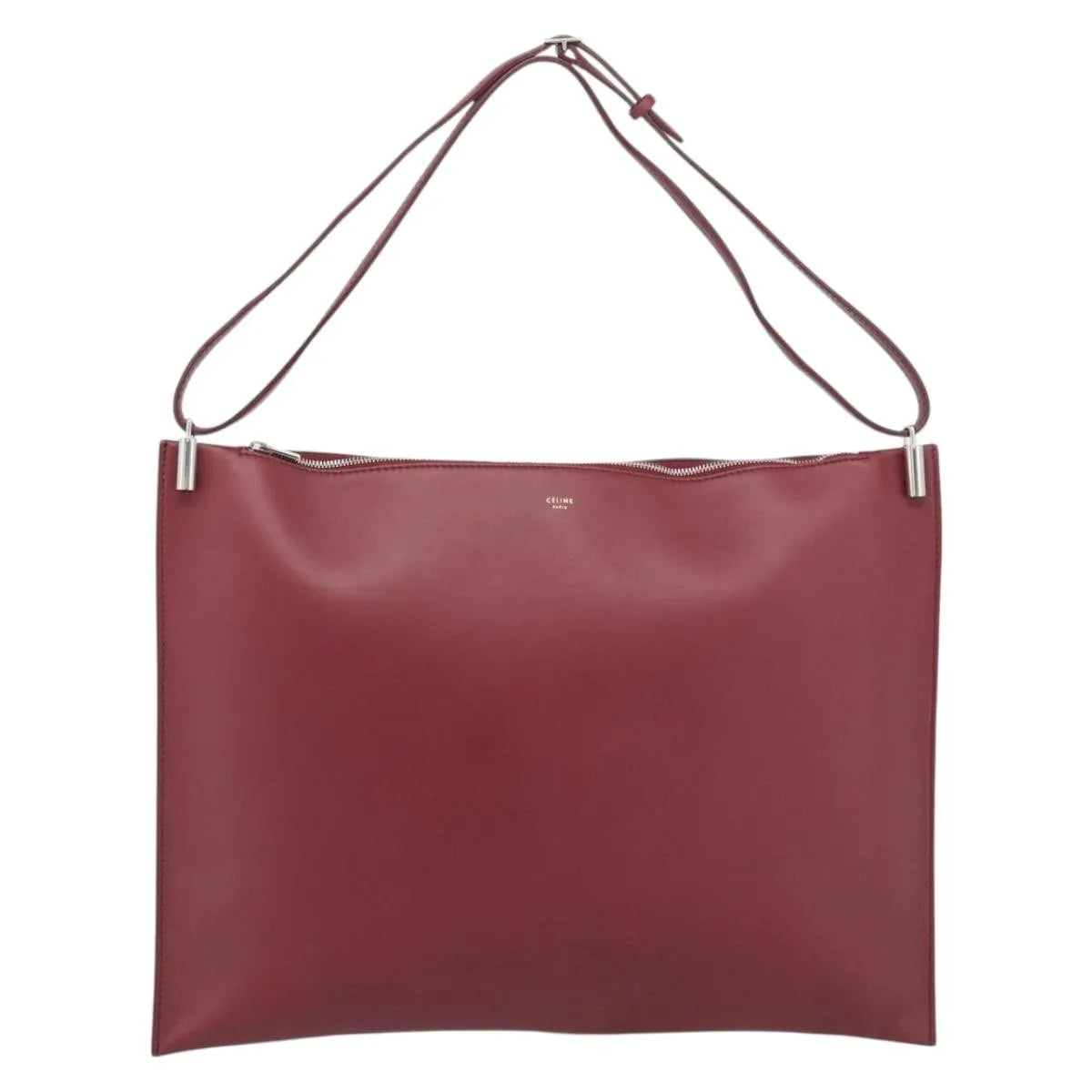 Celine Fortune Cookie Convertible Leather, Burgundy, Leather, Shoulder Bag