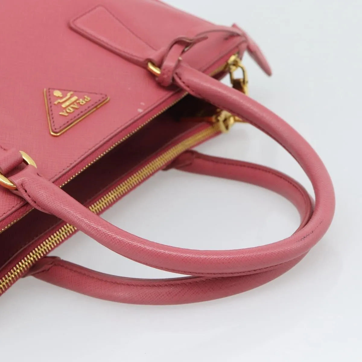 Prada Galleria Double Zip Tote Saffiano Leather, Pink, Leather, Handbag