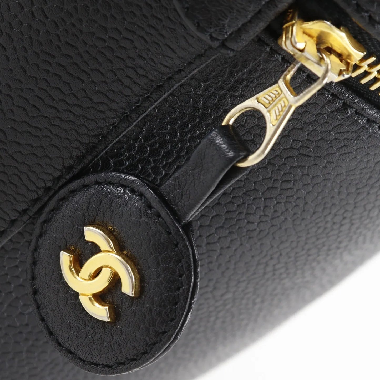 Chanel Vintage Timeless Cosmetic Case Caviar, Black, Leather, Handbag