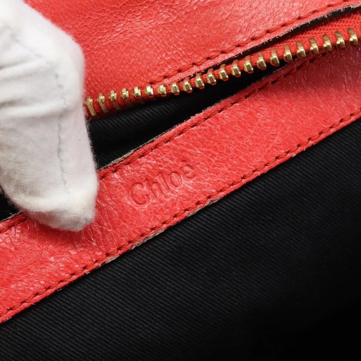 Chloe Ethel Leather, Red, Leather, Handbag