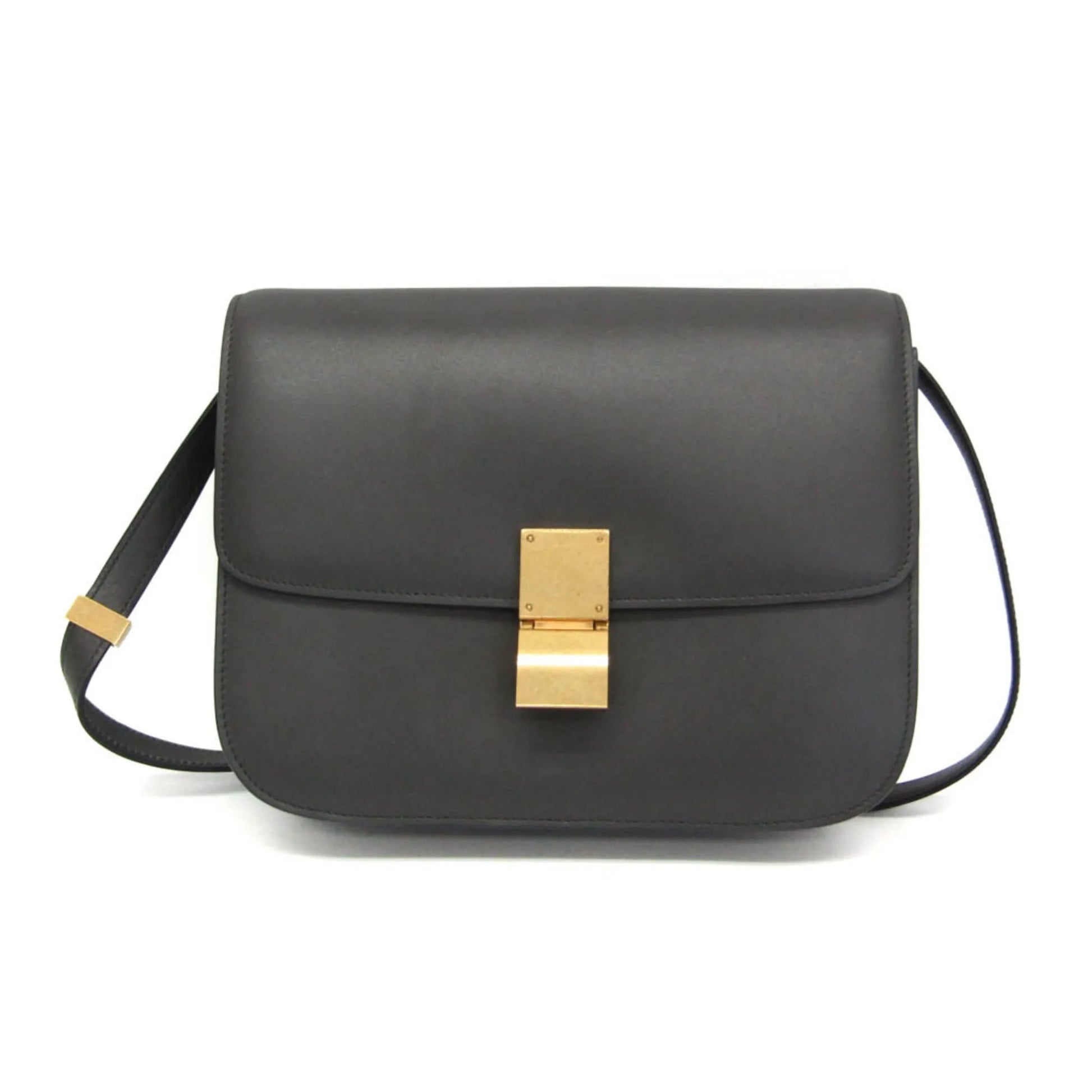 Celine Classic Box Bag Smooth Leather, Gray, Leather, Shoulder Bag
