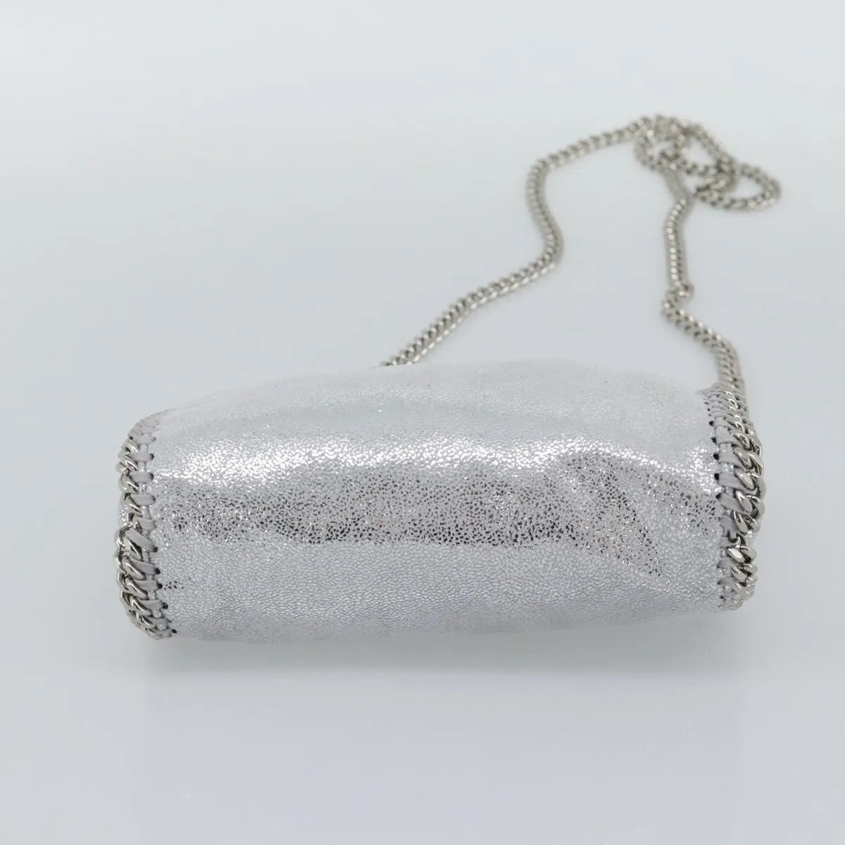 Stella McCartney Falabella Fold Over Faux Leather, Silver, Polyester, Shoulder Bag
