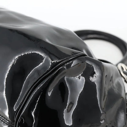 Salvatore Ferragamo Gancini Patent Leather, Black, Patent Leather, Handbag