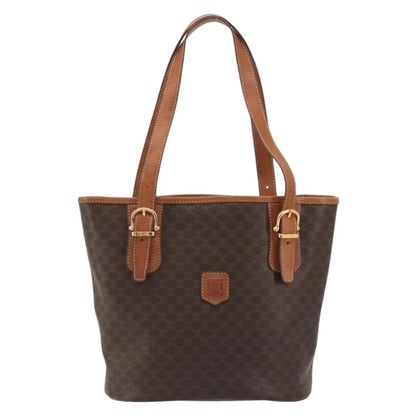 Celine Vintage Macadam Canvas and Leather, Brown, PVC, Handbag