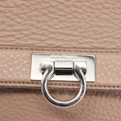Salvatore Ferragamo Sofia Satchel Grainy Leather, Beige, Leather, Handbag