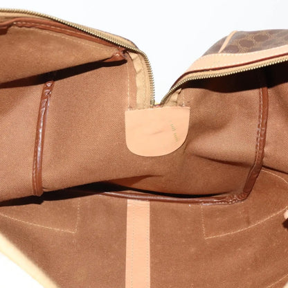Celine Vintage Duffle Macadam Coated Canvas, Brown, Canvas, Travel Bag