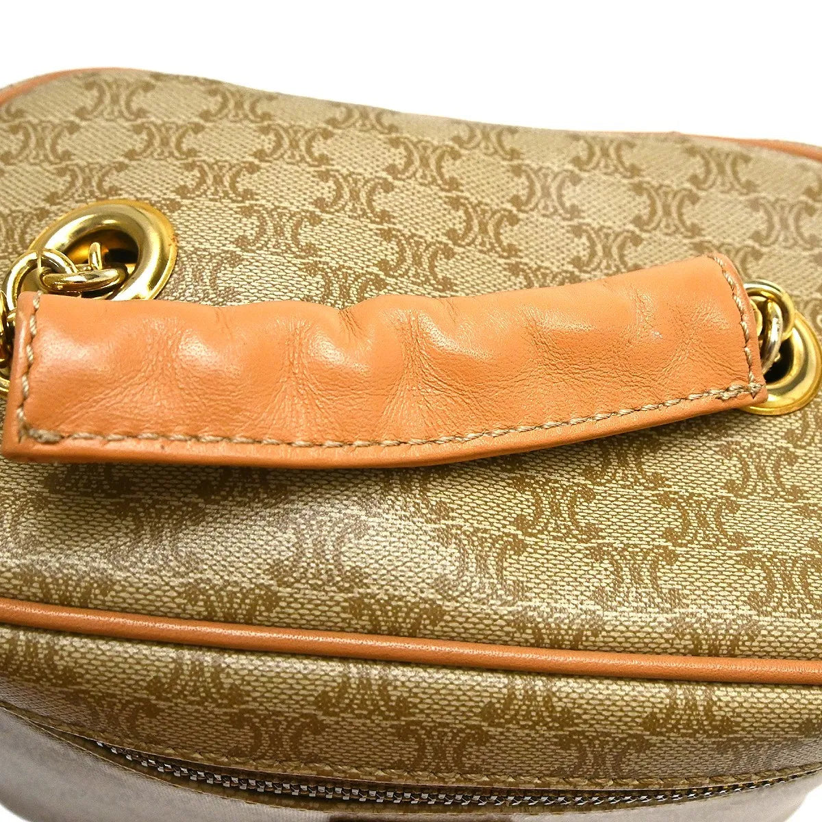 Celine Top Handle Vanity Box Leather, Beige, PVC, Handbag