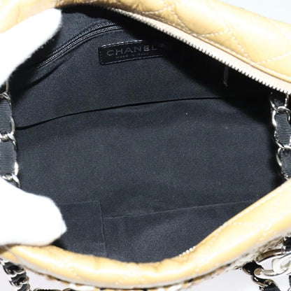 Chanel Camera Case Woven Stitch Patent, Beige, Glass, Shoulder Bag