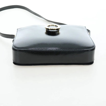 Celine Vintage logo ring shoulder bag Patent Leather, Green, Patent Leather, Shoulder Bag