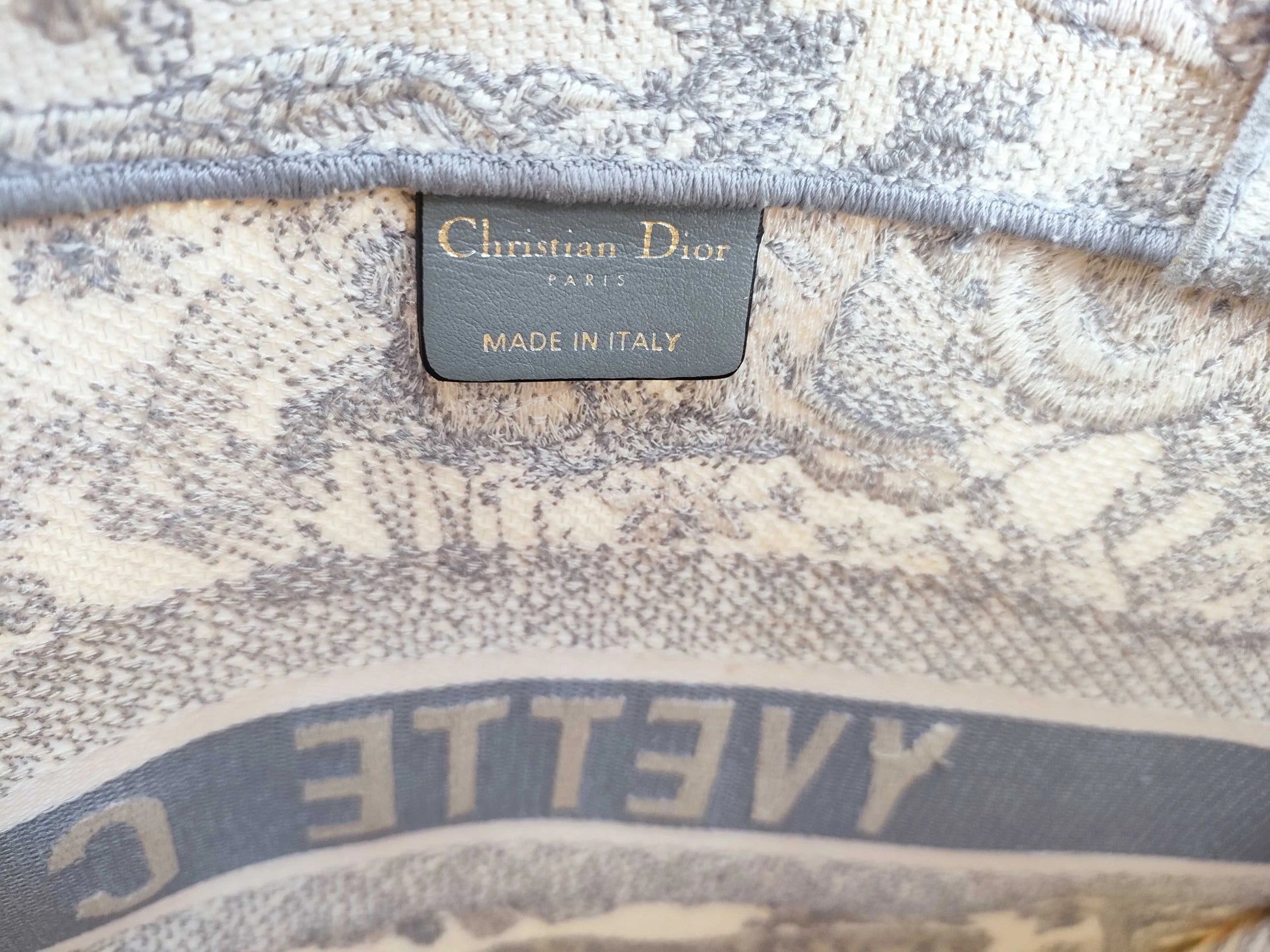 Christian Dior Book Tote Embroidered Canvas, Beige, Canvas, Tote Bag