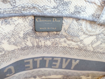 Christian Dior Book Tote Embroidered Canvas, Beige, Canvas, Tote Bag