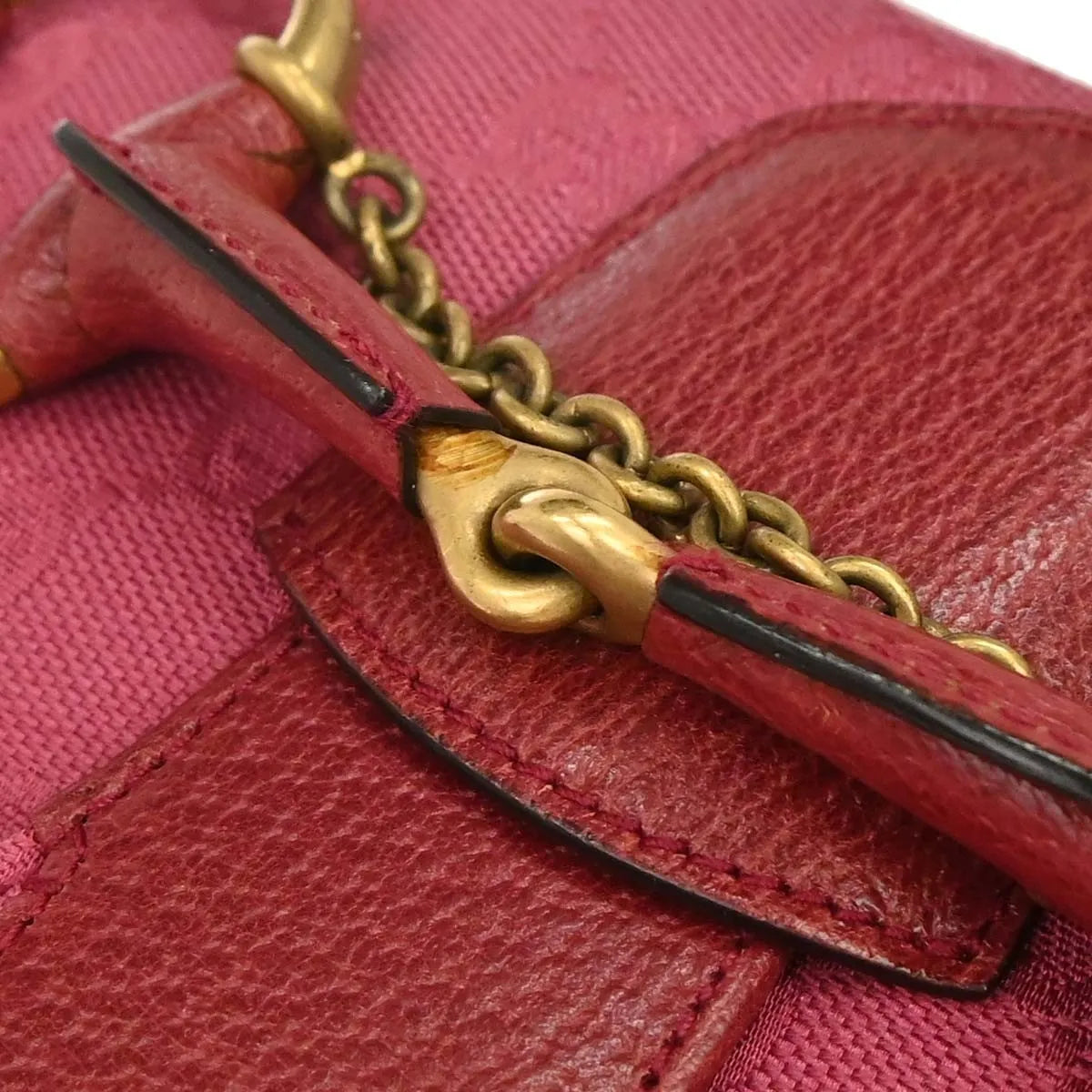 Gucci Horsebit Web Flap GG Canvas and white leather, Pink, Canvas, Shoulder Bag