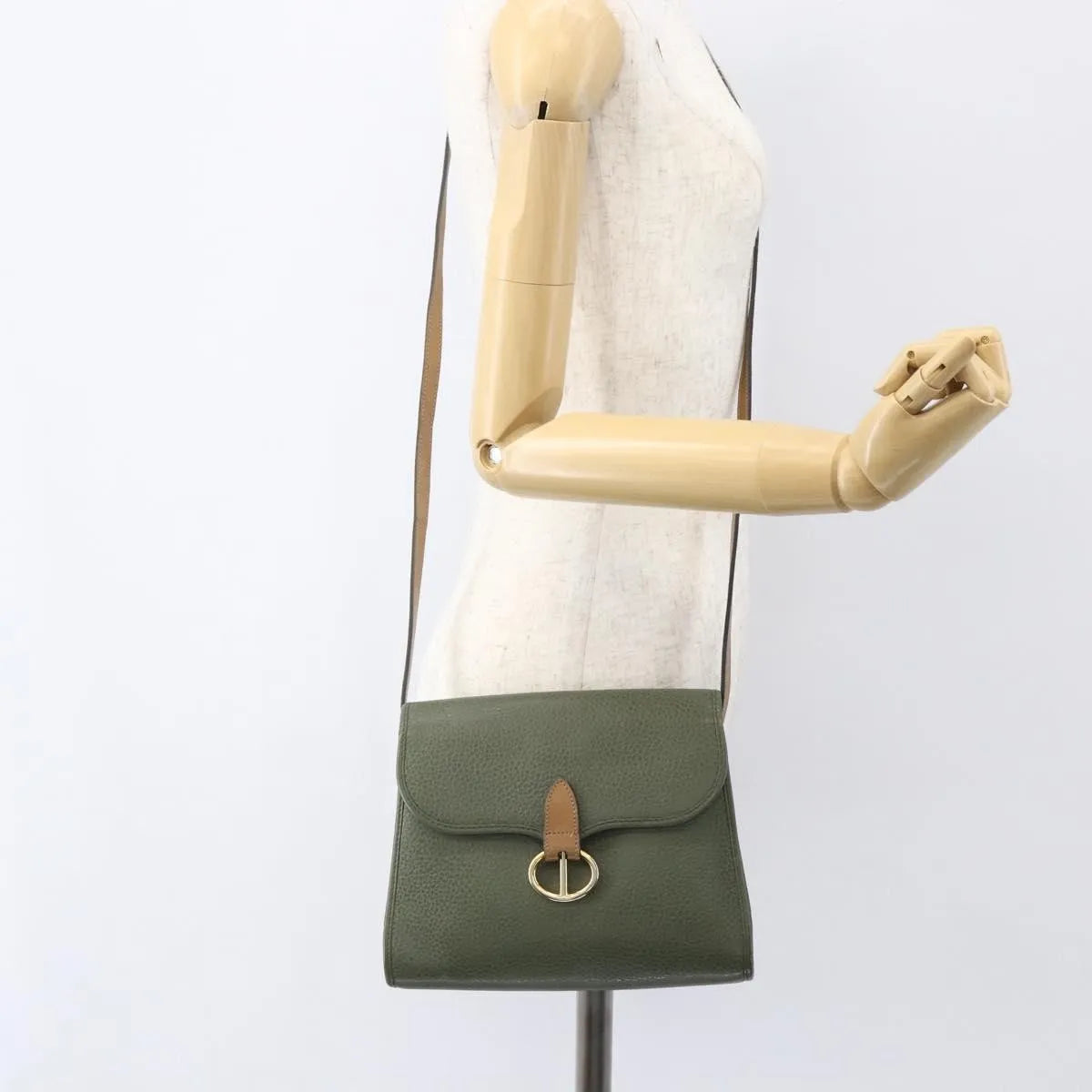 Christian Dior Vintage Leather, Khaki, Leather, Shoulder Bag