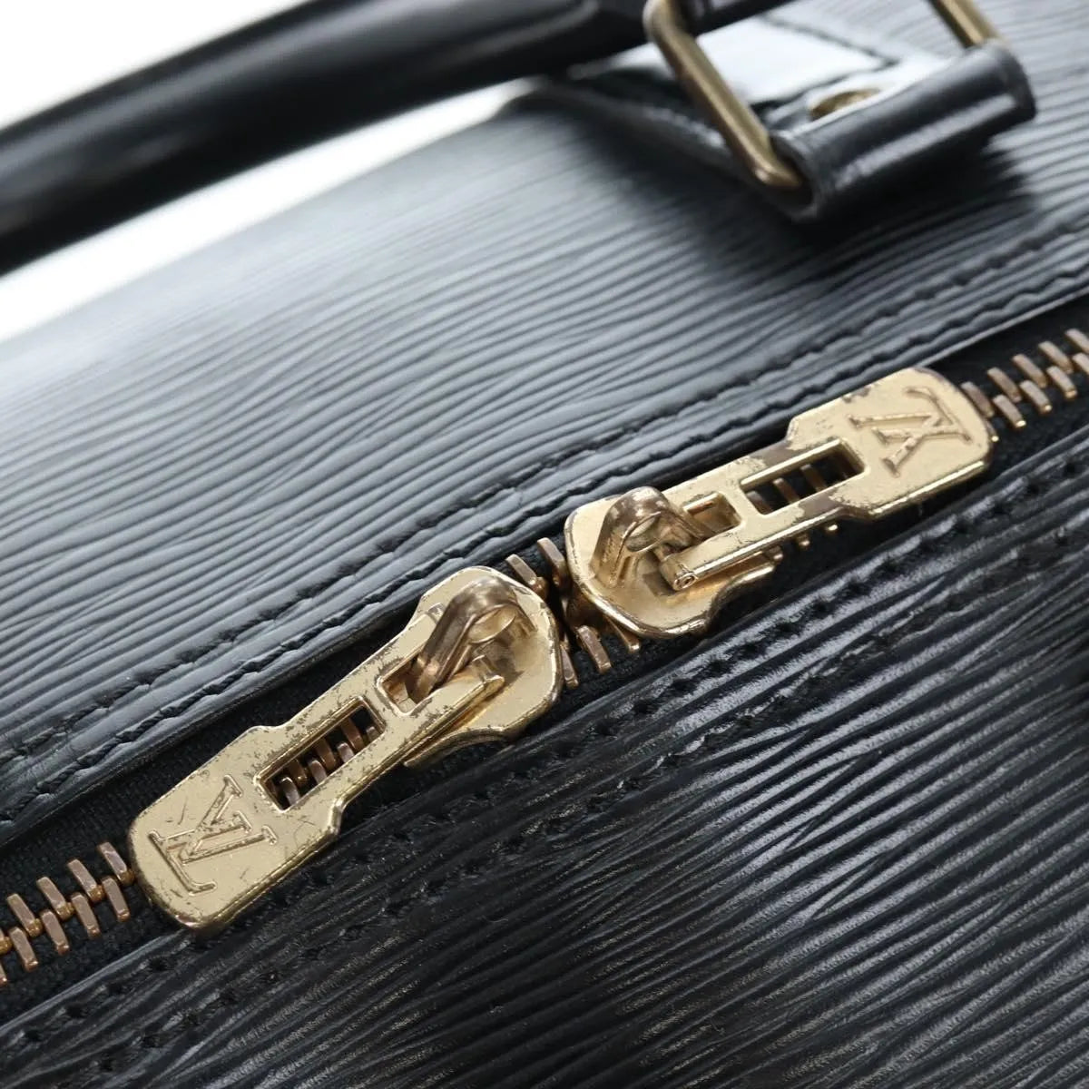Louis Vuitton Keepall Epi, Black, Leather, Travel Bag